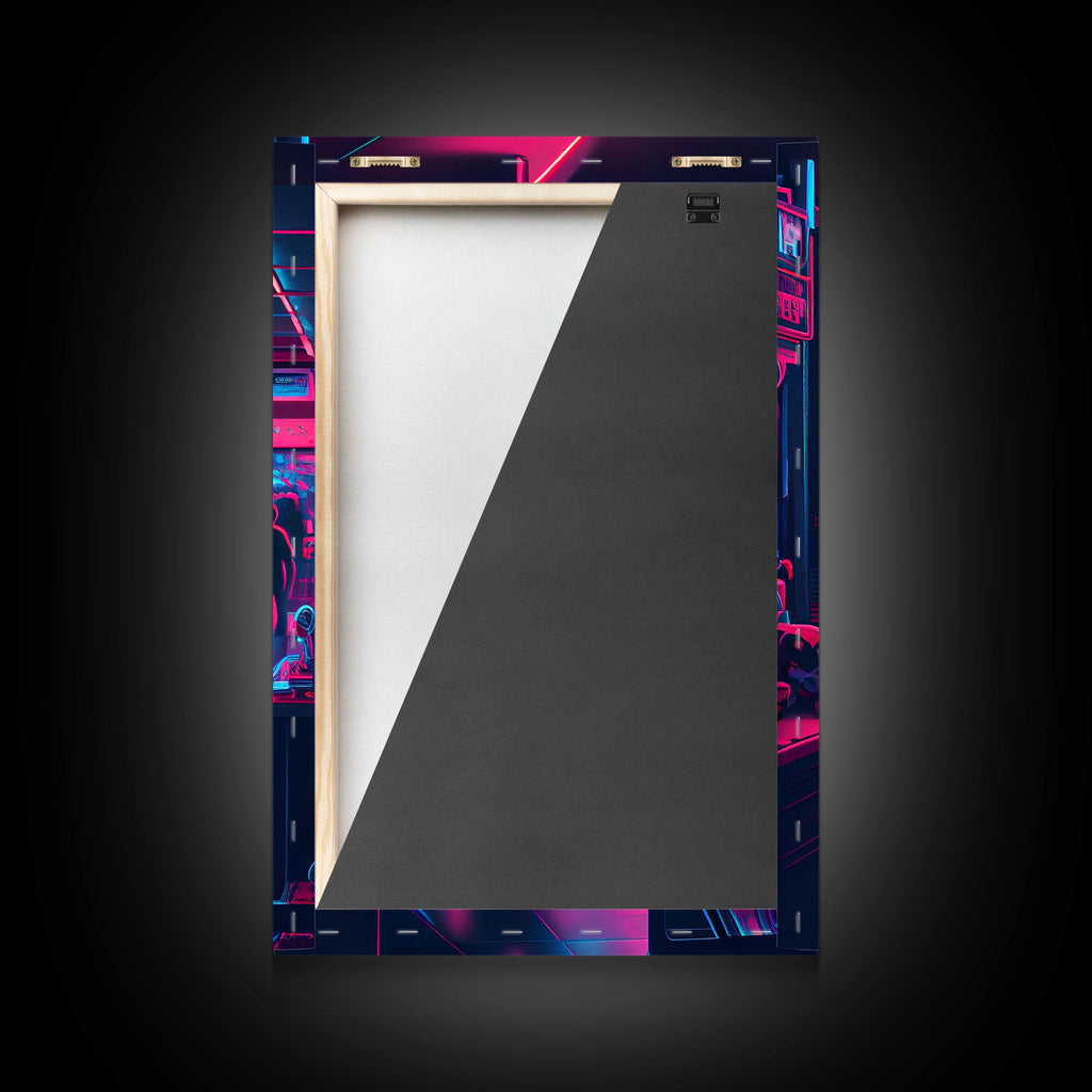 Game Room Decor, Framed Canvas Print, Synthwave Arcade, Boys Room, Gamer Gift, Gaming Wall Art, Video Game Posters, Teen Room