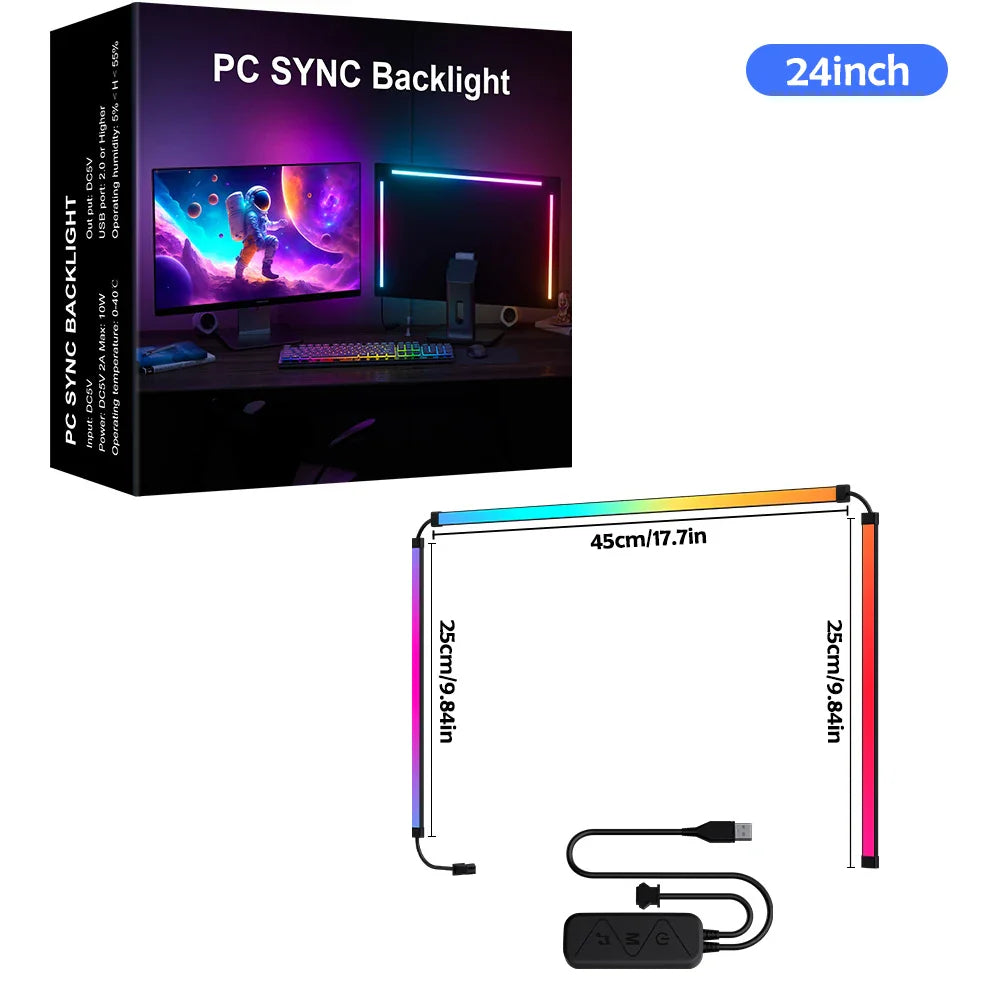 RGB Monitor Backlight LED Strip – App & Music Sync Ambient Lighting for Gaming, PC & Room Decor